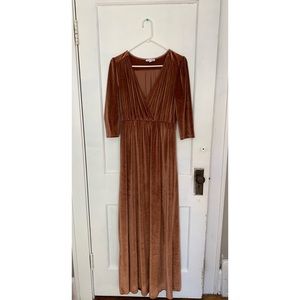 Velvet gold bridesmaid dress